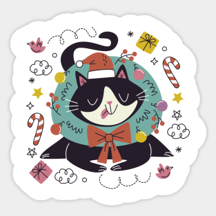 Meowy Christmas Cat Sticker